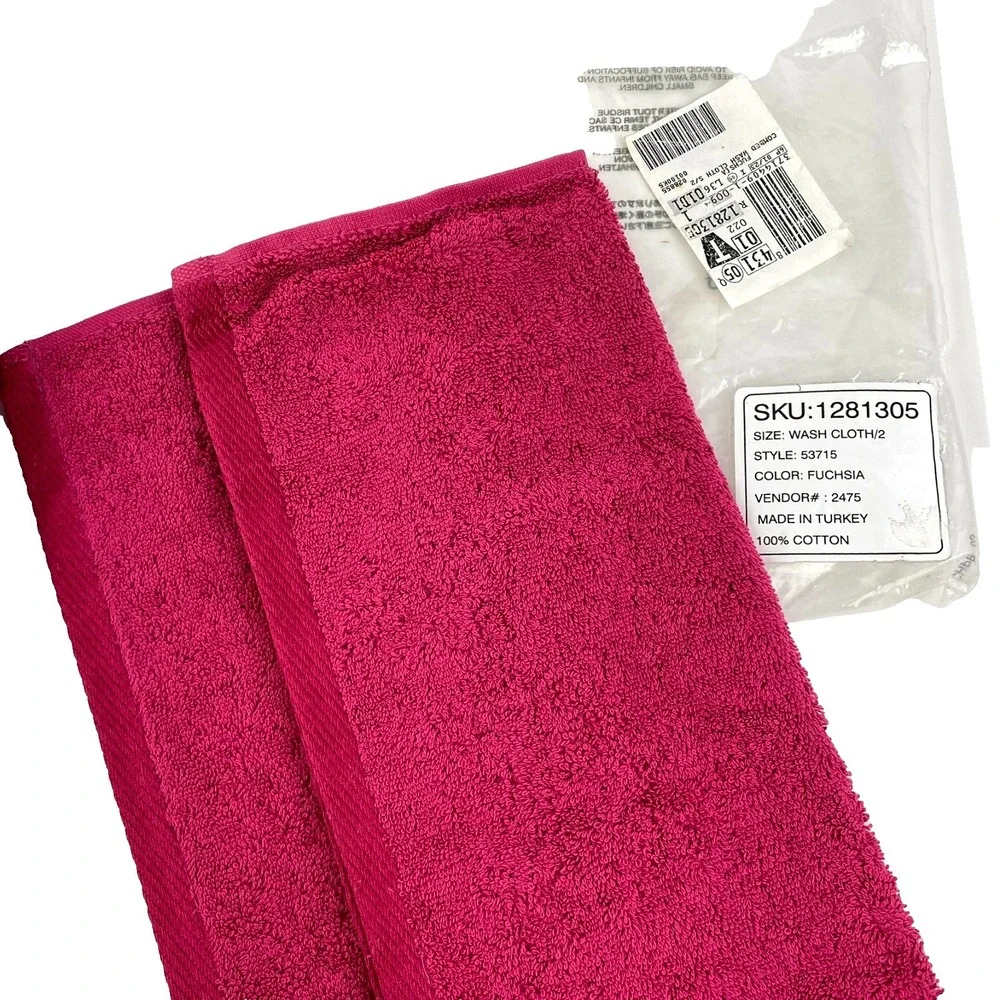 New Coming Home Towel, Tub Mat, Washcloths Matching Set Fuschia Egyptian Cotton